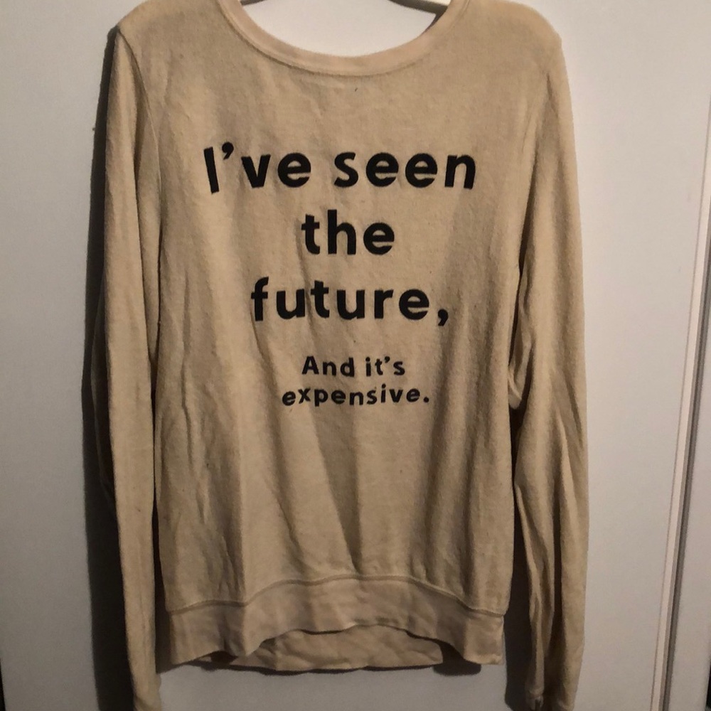 XS cream color wild fox long sleeve shirt
